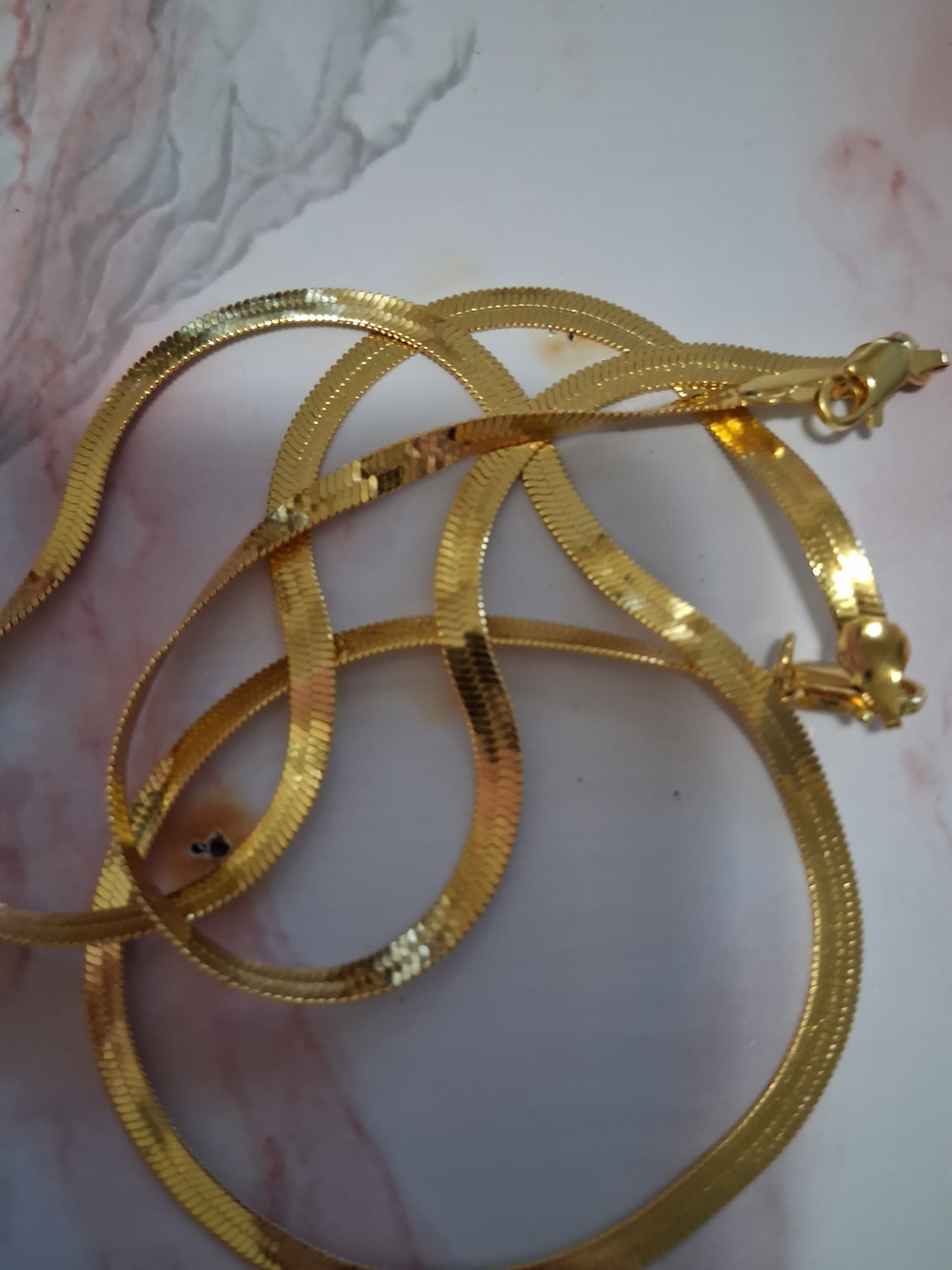 Source Unknown Gold Tone Herringbone Necklace and Bracelet Set - Picture 2 of 4